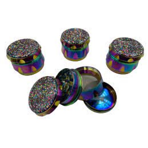 GRINDER METAL 52MM 3PTS W/GLITTERS ALL OVER - ASSORTED COLORS